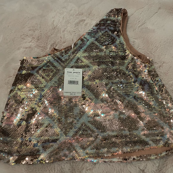 Free People sequin one shoulder top - Picture 3 of 6